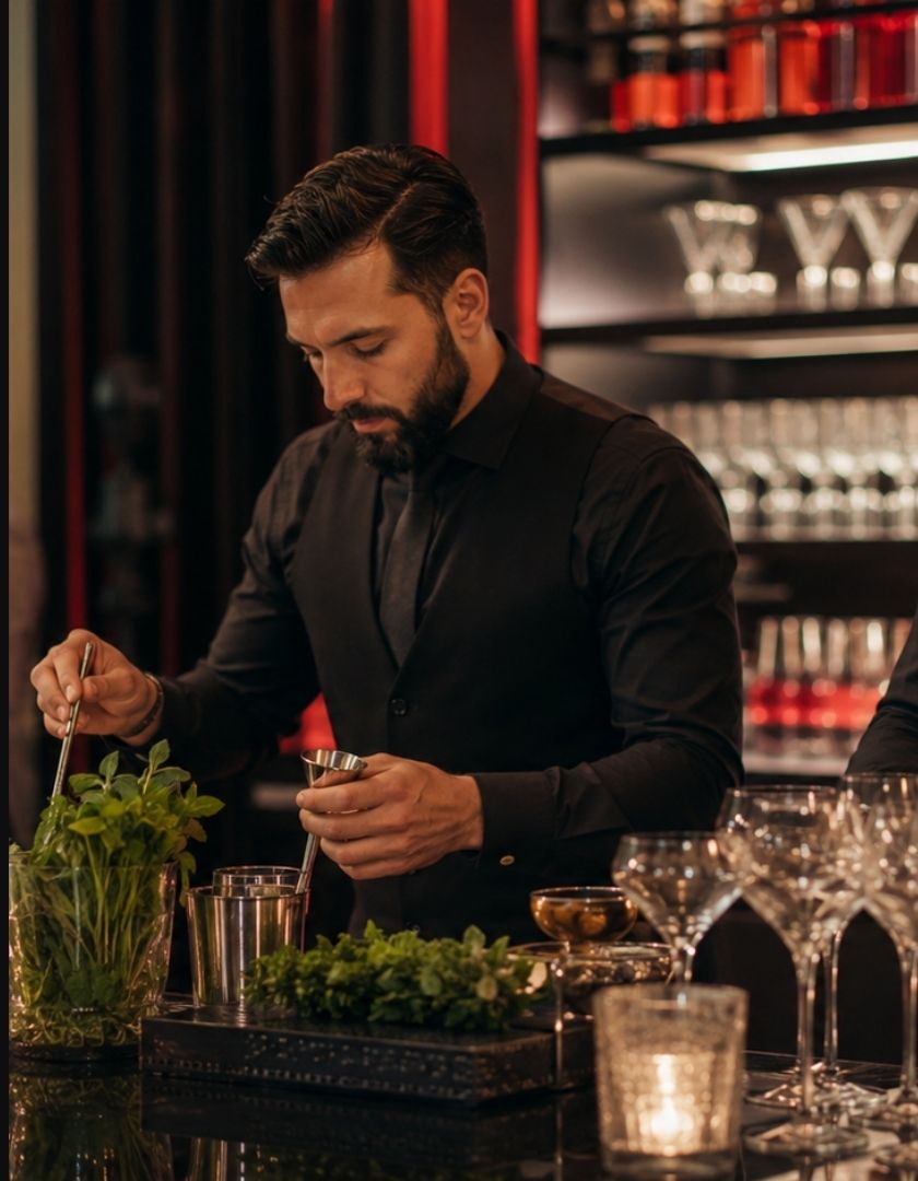 Bartender preparando un cóctel en CORA