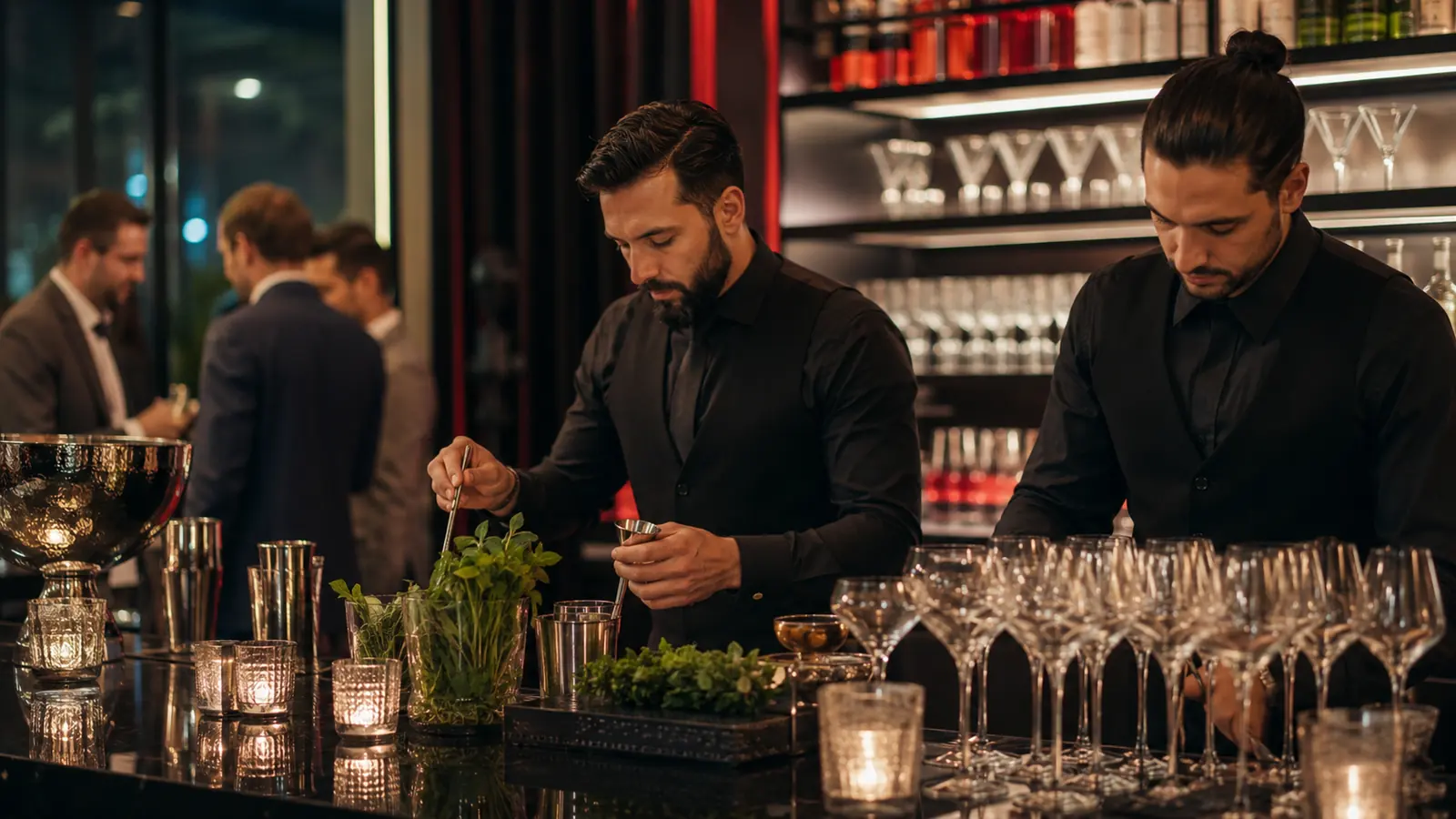 Bartenders preparando coctelería de autor